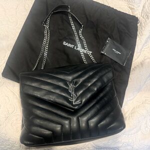 Beautiful lightly used YSL authentic purse Loulou medium black silver hardware